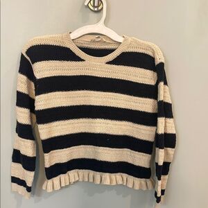 Jessica Simpson girls navy and cream stripe ruffle trim sweater size 8